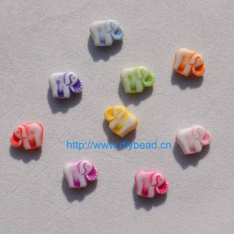 

100 pieces DIY children handwork Bracelet Making Department mix color square shape cartoon elephant 12MM antique Acrylic Beads