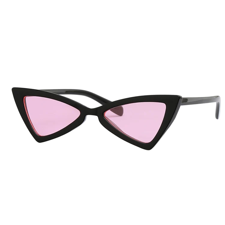 Модные женские солнцезащитные очки "кошачий глаз" с бабочкой, дизайнерские винтажные Ретро солнцезащитные очки, женские модные солнцезащитные очки "кошачий глаз" для мужчин/женщин - Цвет линз: Black Pink