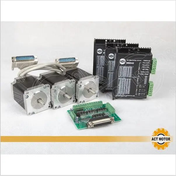 

ACT Motor 3PCS Nema23 Stepper Motor 23HS8430 4-Lead 270oz-in 76mm 3.0A Bipolar+3PCS Driver DM542 4.2A 24-50V 128Micro CNC Router