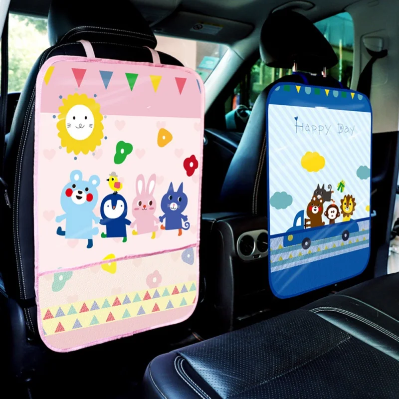 

Car Seat Anti-play Mat Scrubbable Auto Seat Back Protector Cartoon Kick Mats Universal Hands-free Anti Dirty Cover Pad