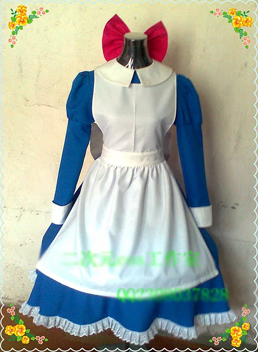 

Mad Father Aya Drevis Dress Cosplay Costume blue dress with hair accessory 11