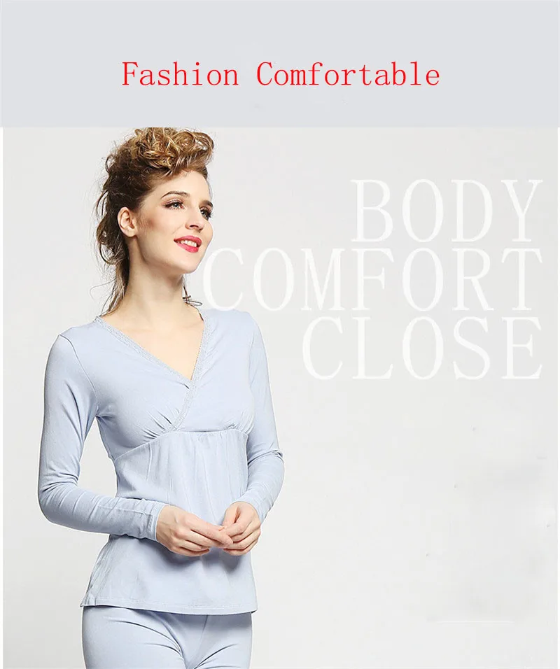 Pregnant Thermal Long Johns Maternity Clothing Set Autumn Spring Winter Modal  Breast Feeding Pregnancy Women Underwear (14)