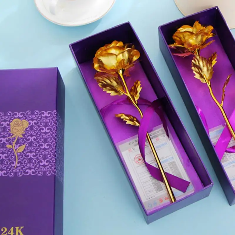 1 шт. креативный подарок на день Святого Валентина позолоченная Роза из фольги 24 К