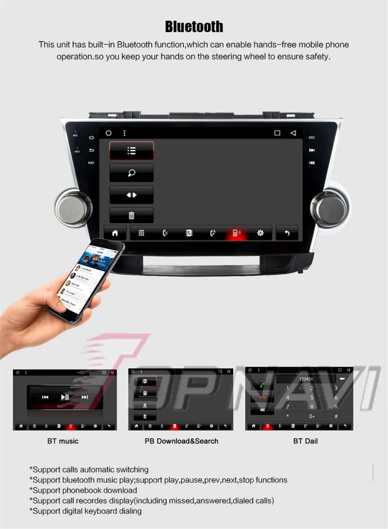 car radio 2 din For Toyota Highlander 2008