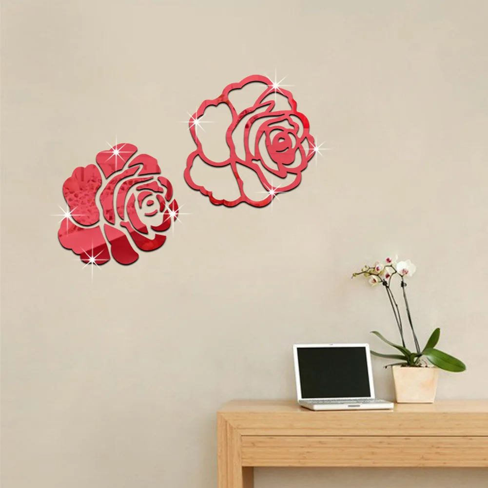 

10pc/18pcs/set Versailles Roses 3D Mirror Wall Stickers For Wall Decoration DIY Home Decor Living Room Wall Decals