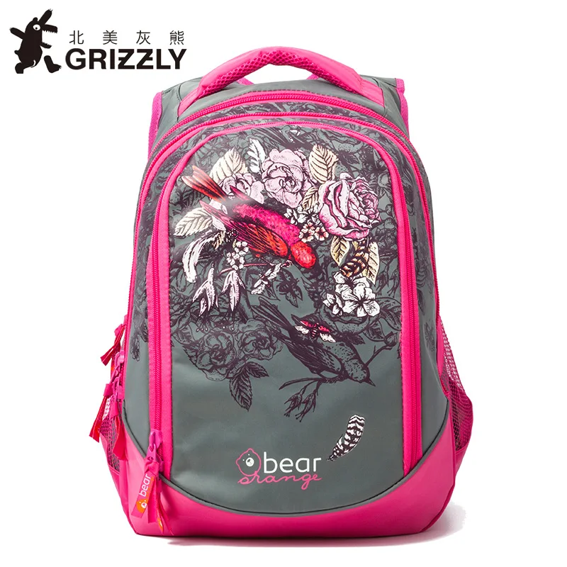 

GRIZZLY Children Backpack Multifunctional Book bags Large Capacity Floral print School Bag Casual Mochila Waterproof Travel Bag