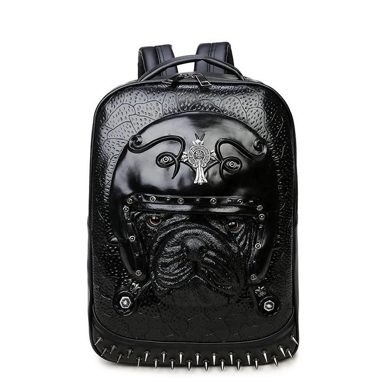 3D Leather Animal Men Backpack 2017 Punk Gothic Rivets Backpack Bag for Teenage Fashion Travel Laptop Bags Hot Sale