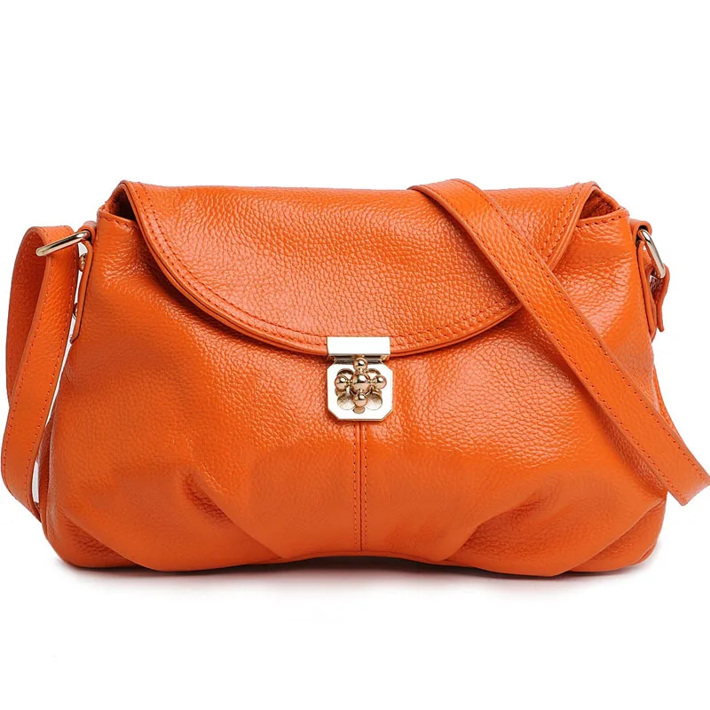 Первый слой из воловьей кожи натуральная кожа женская сумка Сумки из натуральной кожи для женщин сумка женская сумка через плечо - Цвет: Orange