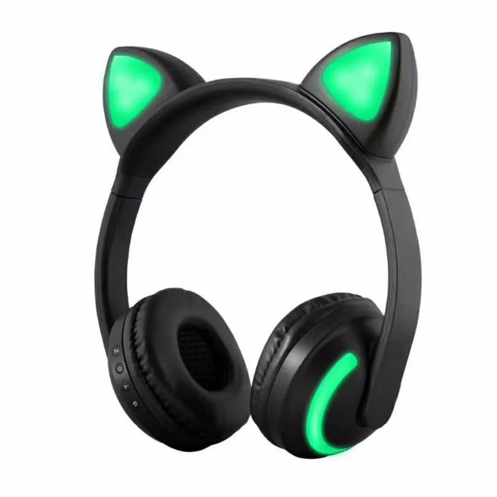 SOONHUA Cat Ear Headphones LED Ear Headphone Cat Earphone Flashing Glowing Headset Gaming Earphones for Adult and Children Gift
