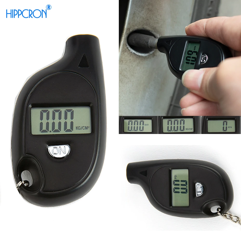 

Hippcron Car Tire Pressure Sensor Mini LCD Digital Tire Tyre Key chain Air Pressure Gauge For Car Auto Motorcycle