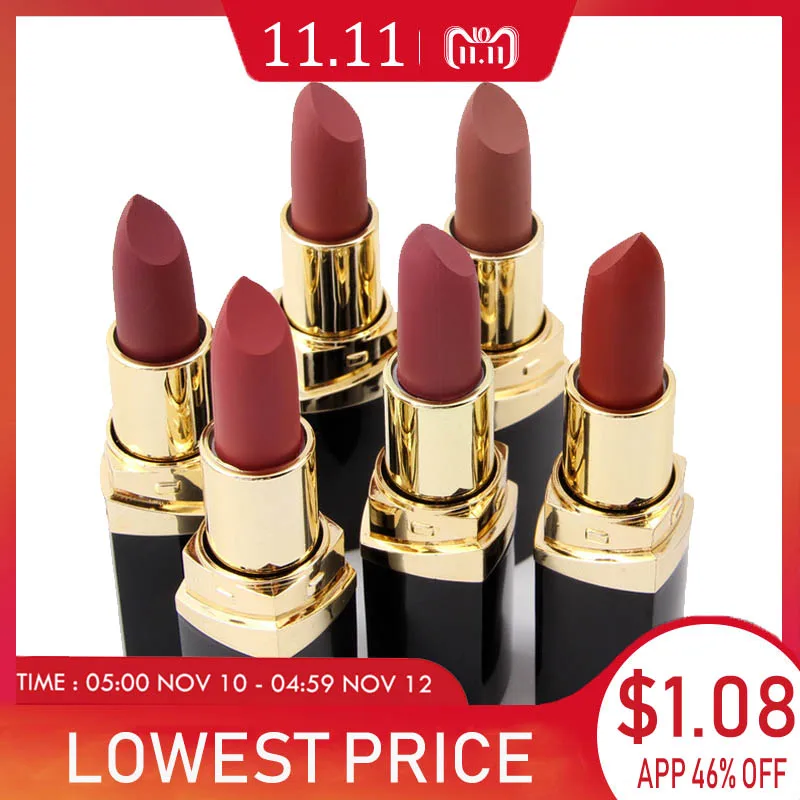 2018 New Matte Lipstick Lot Cosmetic Waterproof Long Lasting Pigment Velvet Miss Rose Brand Sexy Lip Matte Nude Lipstick Kits