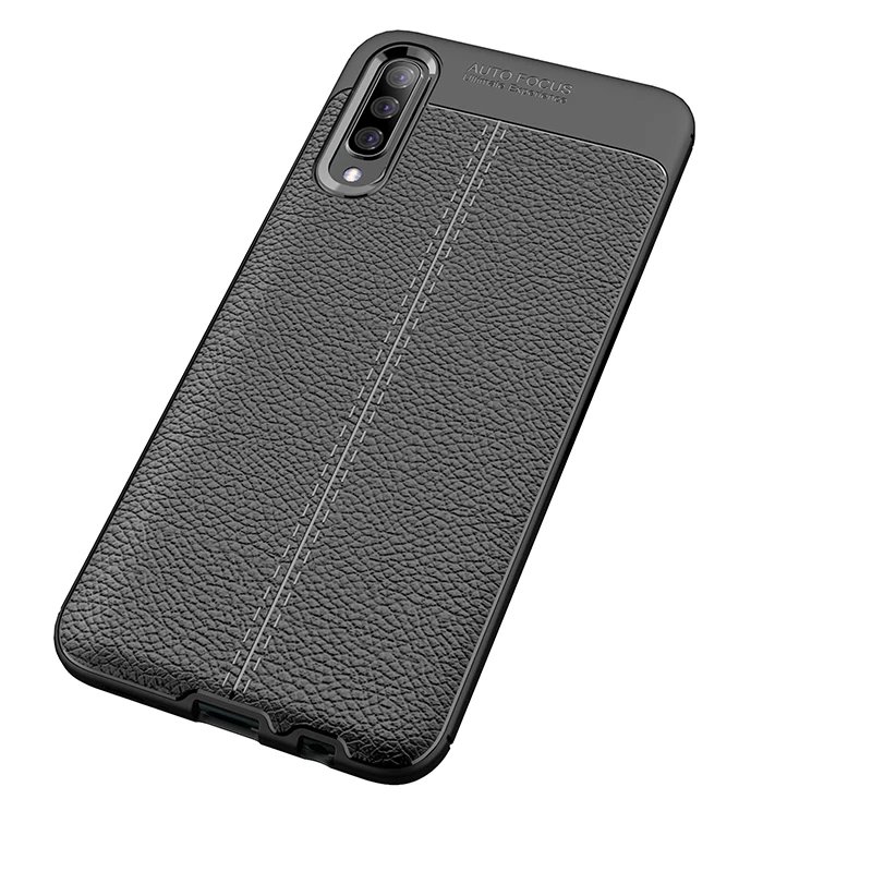 Силиконовый чехол litchi для Samsung galaxy A50 чехлы ударопрочный силиконовый кожаный из
