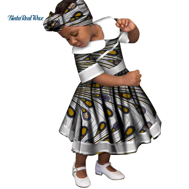 Милый комплект для девочек с воротником в стиле «Питер Пэн»; кружевные платья в африканском стиле фут Африканский принт платья "Анкара" для детей в африканском стиле Костюмы WYT246