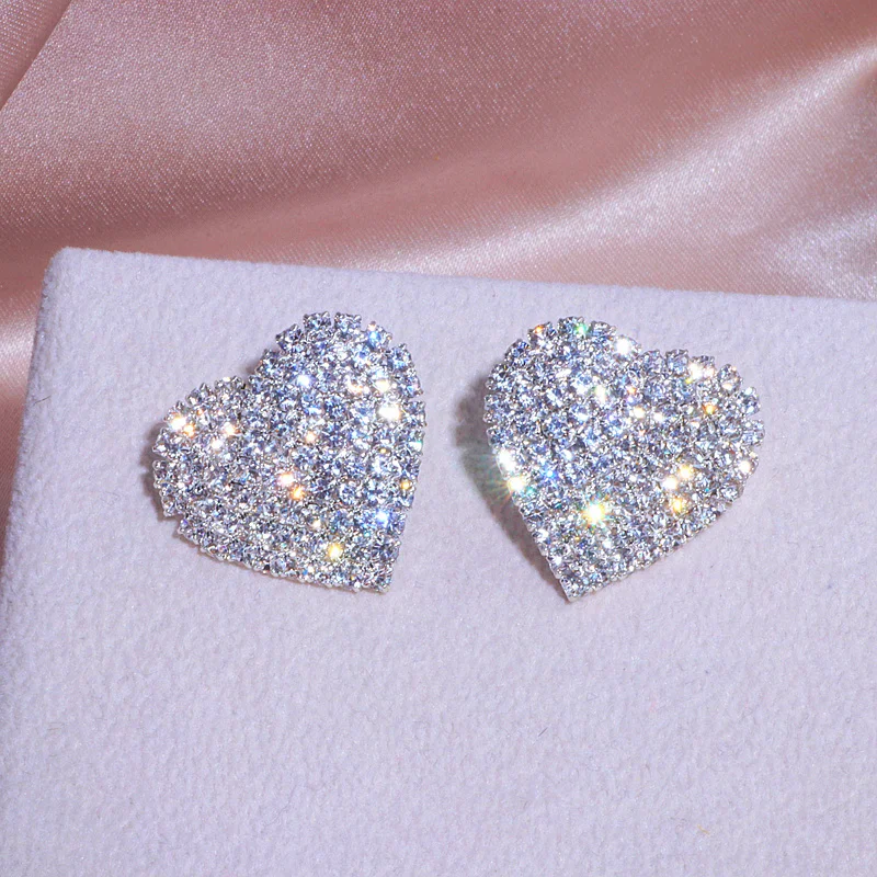 Дизайн, роскошные Кристальные серьги-гвоздики в форме сердца, серебряные серьги для женщин, Романтические свадебные ювелирные аксессуары