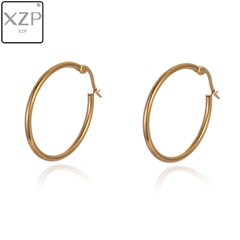 

XZP Female Fashion Jewelry Big Round Earrings Circle Rose Gold Hoop Earrings for Women 30-70mm Ear Accessories Mother Day Gift