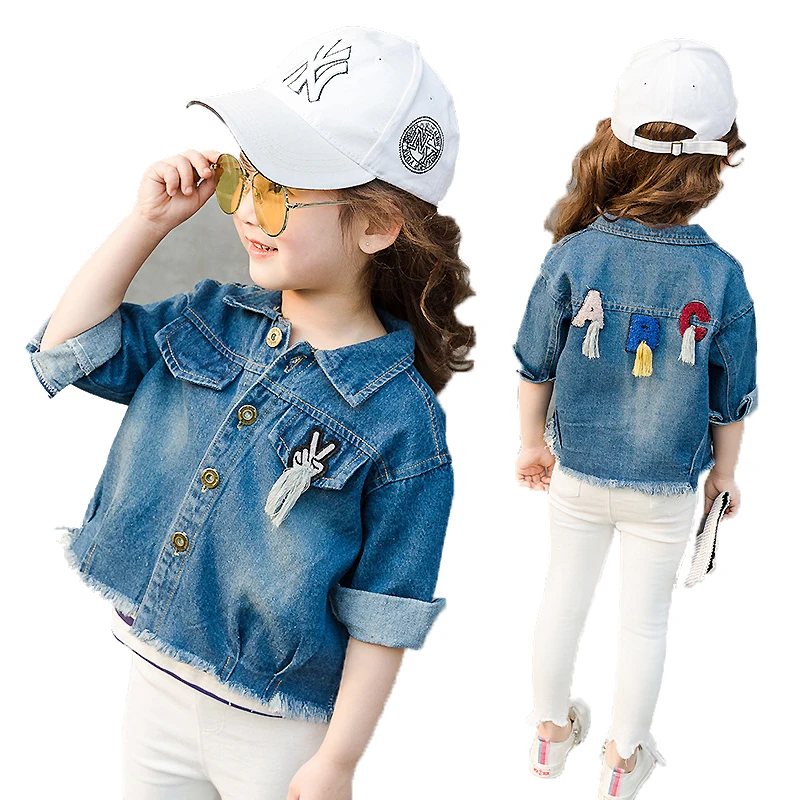 Toddler Girls Long Sleeved Denim Jackets for Girl Female Baby Denim