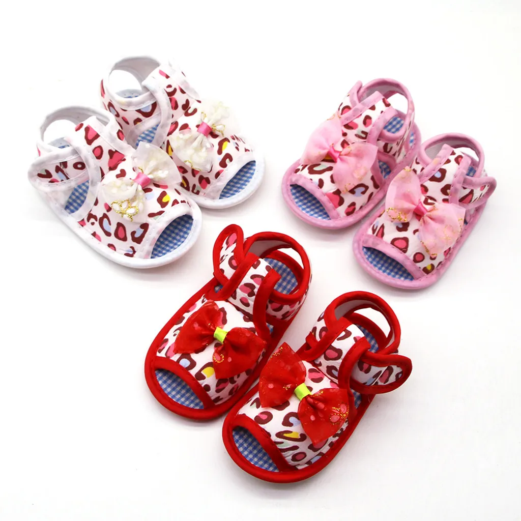 

SAGACE First Walkers Summer Girls Leopard Print Sandals Prewalker For Baby Girl Sandal Non-Slip Newborn Baby Soft Sole Sandals