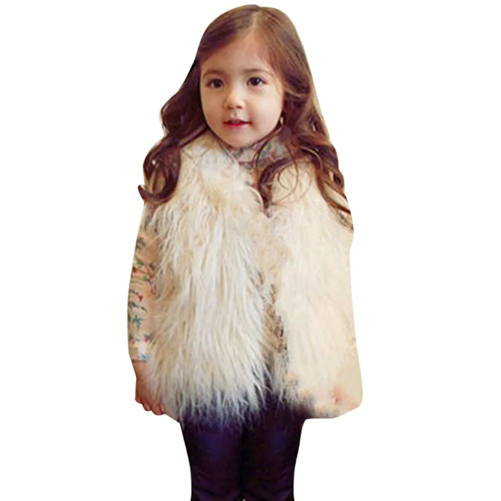 New Baby Girls Faux Fur Vest Winter Girls Vest kids Clothes Children