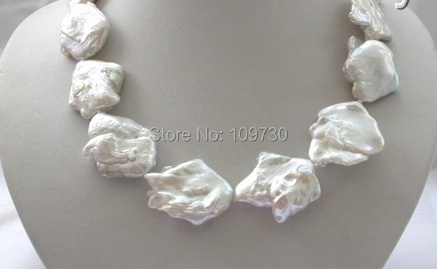 

Jewelr 003696 stunning big baroque white keshi reborn freshwater pearl necklace
