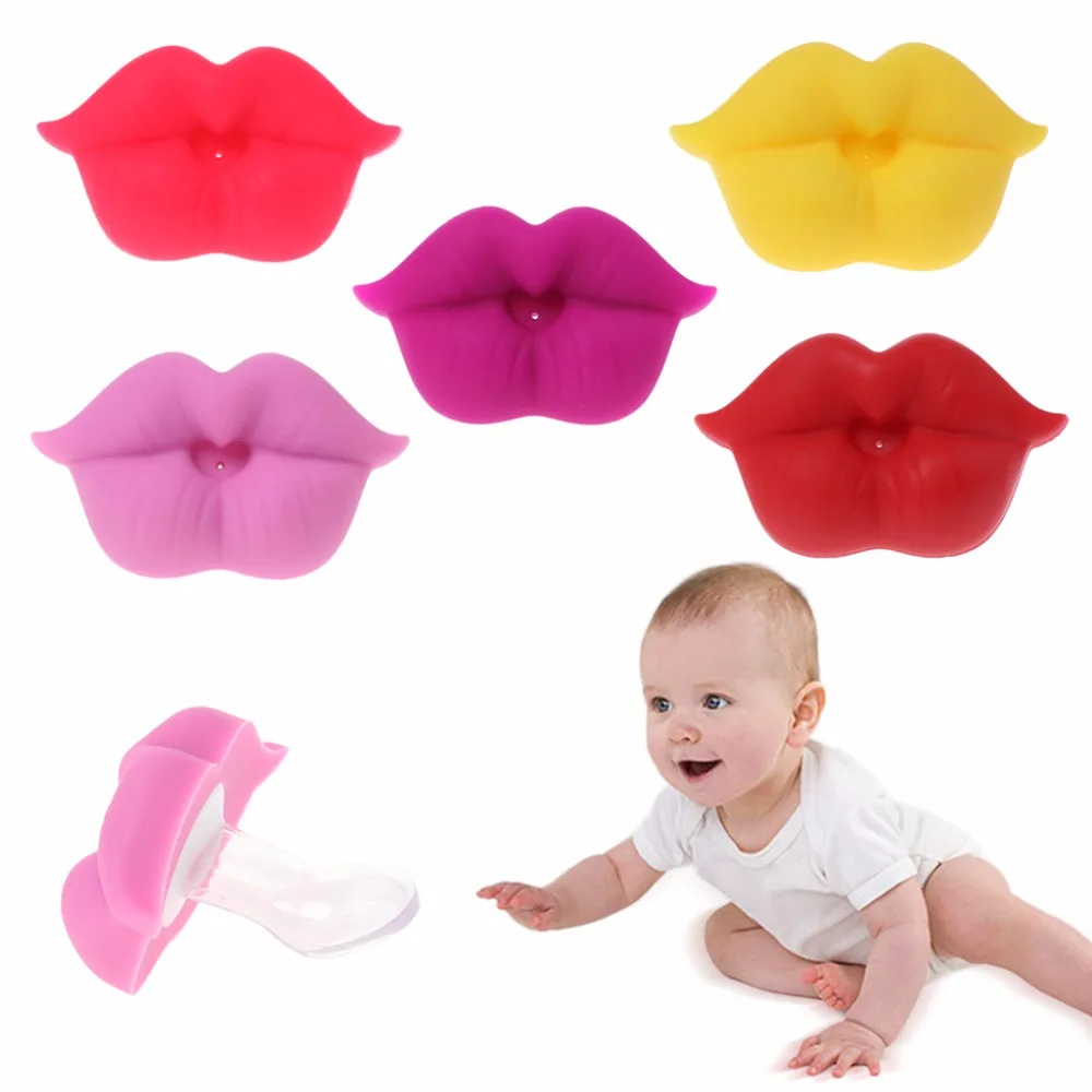 

OOTDTY Baby Soother Silicone Pacifier Funny Lips Nipple Orthodontic For Infants Newborn