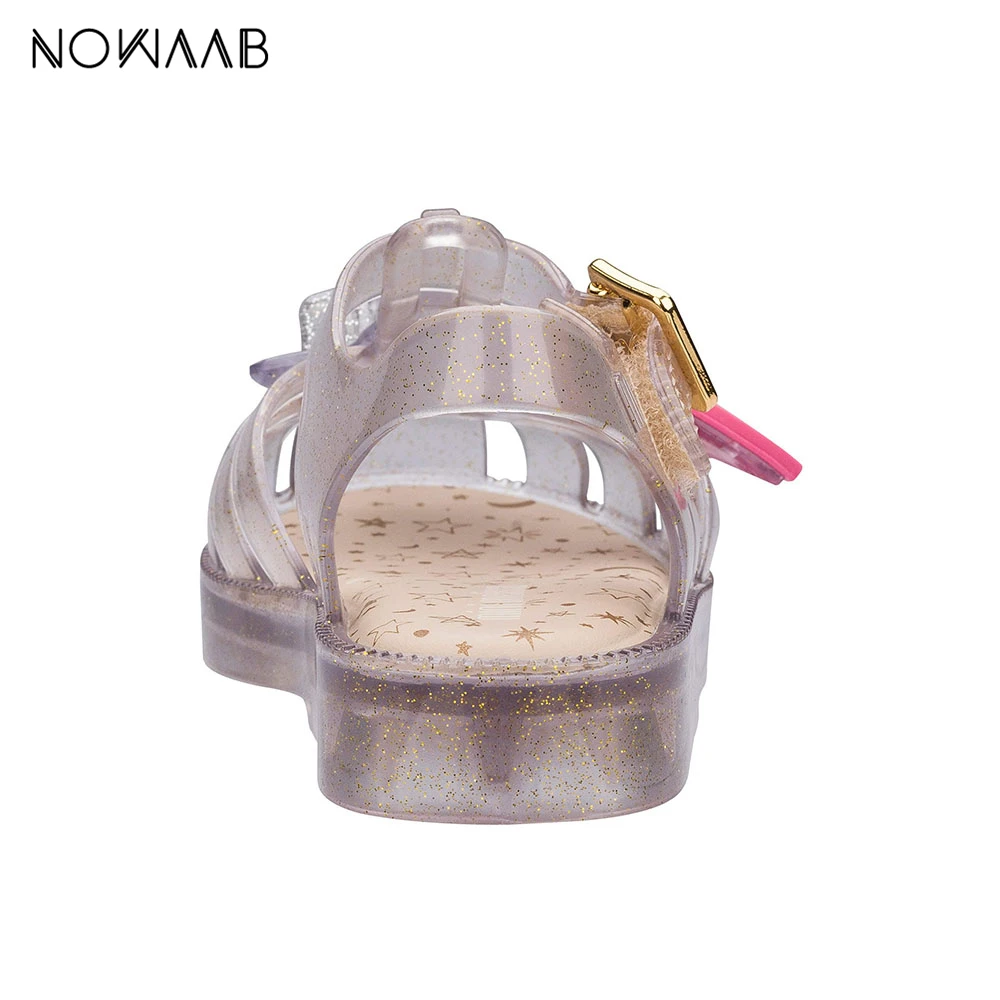 Mini Melissa/ г.; прозрачные сандалии для девочек; Летние римские сандалии с радугой; Melissa/детские сандалии; пляжная обувь; нескользящая обувь для малышей