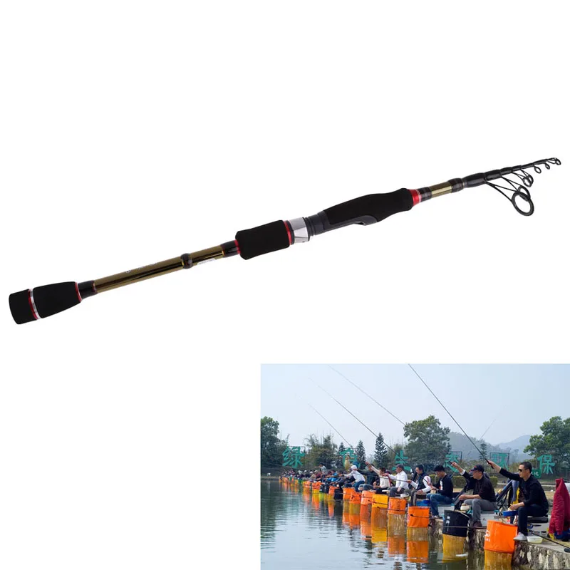 

High Quality 2.1M Mini Portable Telescopic Travel Spinning Fishing Pole Rod Lure Carbon canas de pescar BHU2