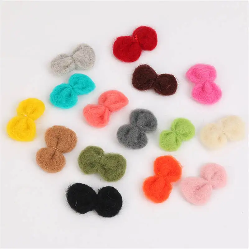 

1PC Bowknot Pattern Wool Felt DIY Craft Poke DIY Kits Multiuse Christmas Deco Wind Chimes Brooch Children Hair Band 5cm Long
