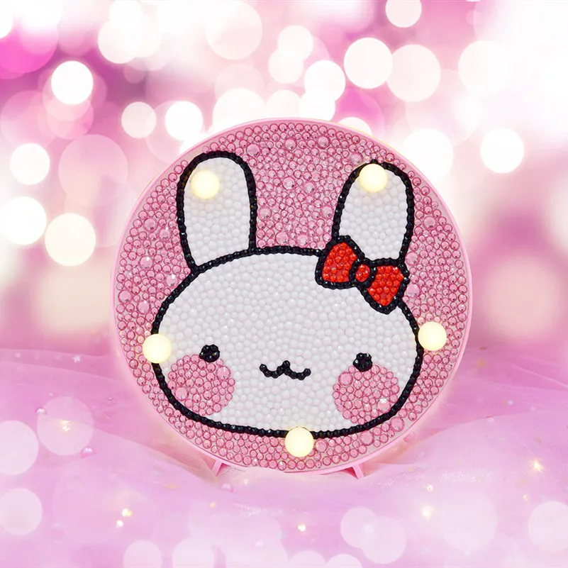 

Children's Diamond Painting with Round Frame Full of Diamonds Home Decoration Lighted diamond painting Using battery