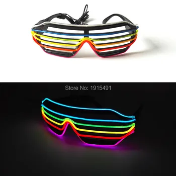 

TOP Selling 6 Color Combined EL Glasses Fashionable Neon Led Light Up Eyewear Holiday Lighting EL Cable Rope Glittery Sunglasses
