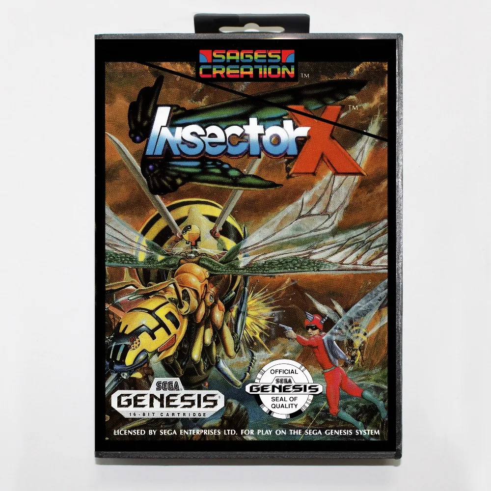 Новый 16 бит MD карточная игра-insector x с розничной коробкой для Sega бытие системы |