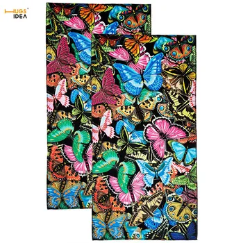 

HUGSIDEA Large Thick Beach Towels 3D Animal Butterflies Printed Bath Towel Super Absorbent Home Textile for Women Kitchen 2pcs