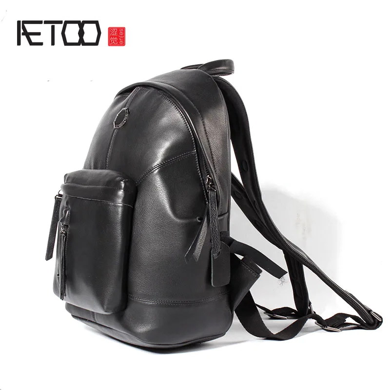 

BJYL New men 's leather shoulder bag leisure travel backpack first layer of leather large capacity male leisure bag