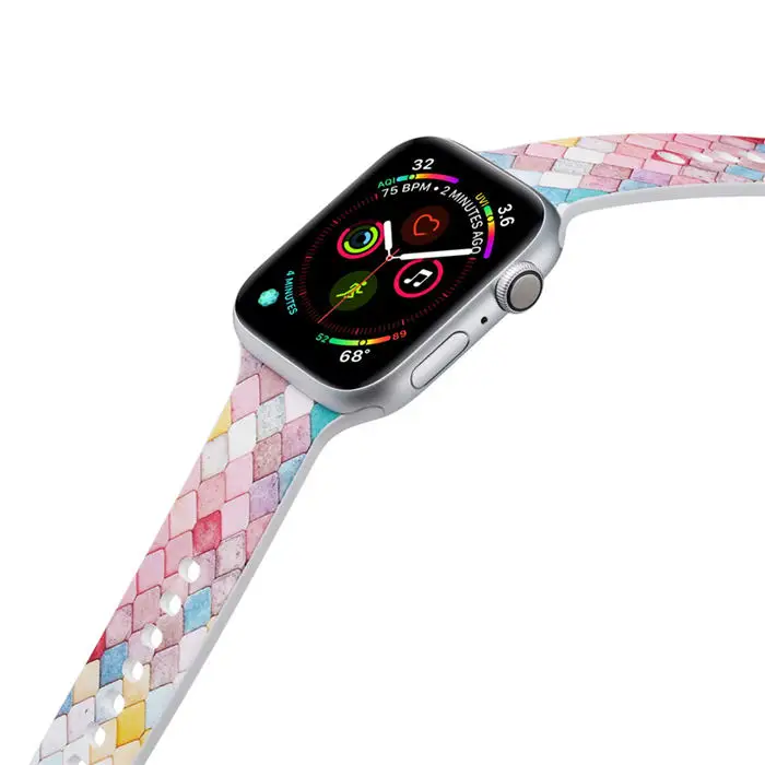 Силиконовый ремешок для наручных часов Apple Watch 4/3/2/1, 42 мм, 38 мм, версия печати резиновый кабель-браслет на запястье адаптер для наручных часов iwatch, Applewatch 40 мм 44 мм длина браслета - Цвет: 05