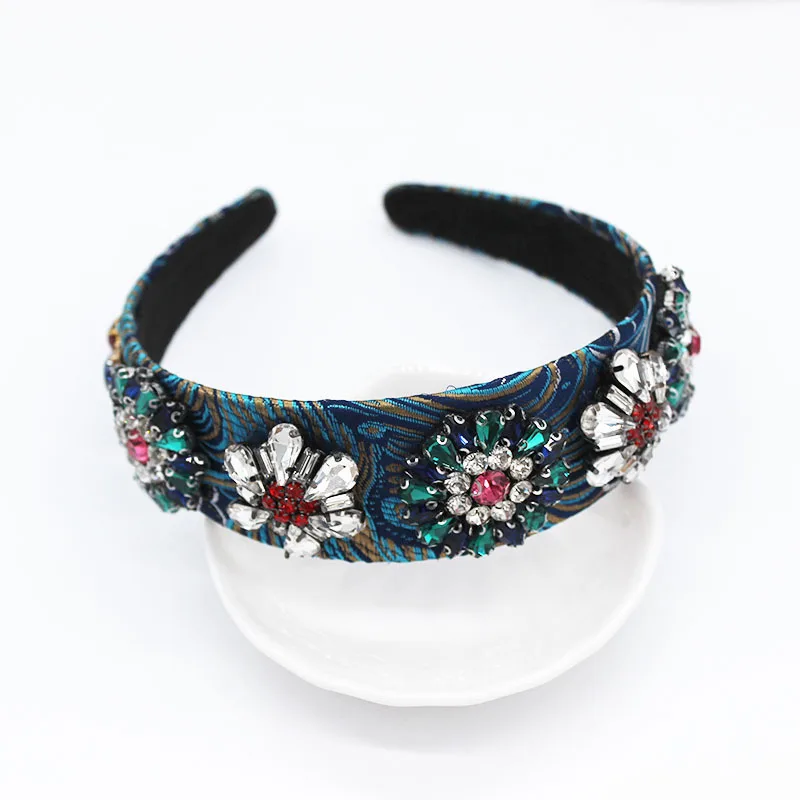 

New Luxury Baroque Crown Tiaras Handwork Crystal Beads Sequins Wide Hairbands Wedding Hair Jewelry Party Bridal Hair Accessories