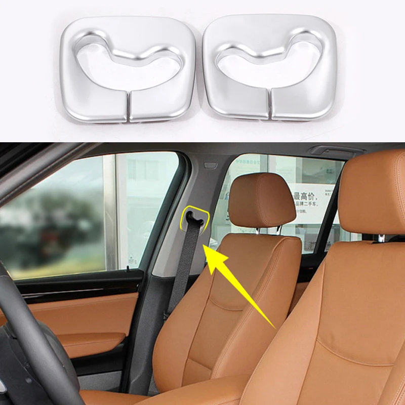2x Chrome Seat safty belt Pillar Decorator Frame Trim Cover For BMW X4