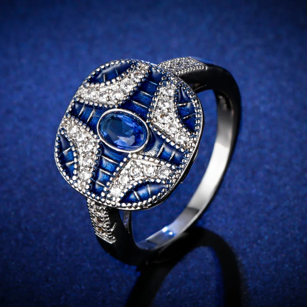 

Original Design Gorgeous cz unique style top quality sapphire Ring Cubic Zirconia Hot Ins sterling silver 925