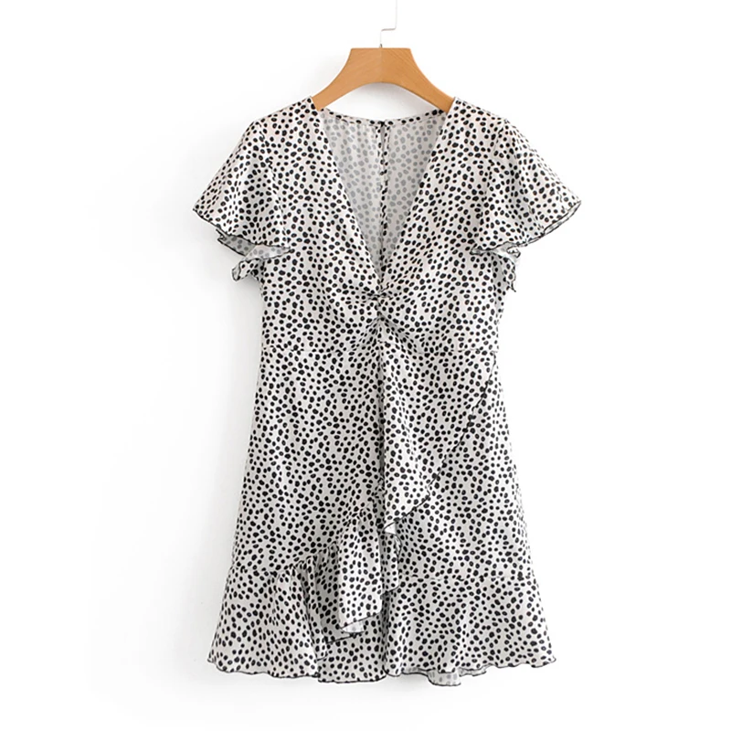 Women's Clothing Dress 2019 V-Neck Dot Print Hem Irregular Dress Ms Summer Street Sexy Slim Fit Trend Fashion Clothing