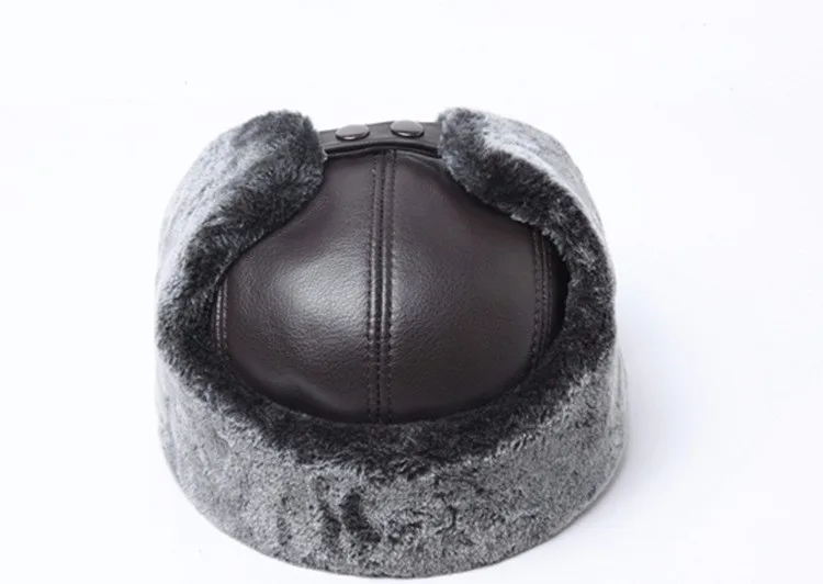 white camo bomber hat RY0202 Winter Genuine Leather Faux Fur Bomber Hat For Man Male Cold Outdoor Ear-cap Warm Ride Motocycling Russian Caps leather bomber hats