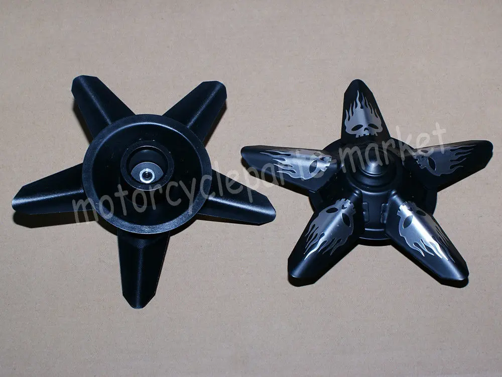 

Black Skull Front Axle Nut Cover Kit case for Harley Touring Dyna Sportster Softail