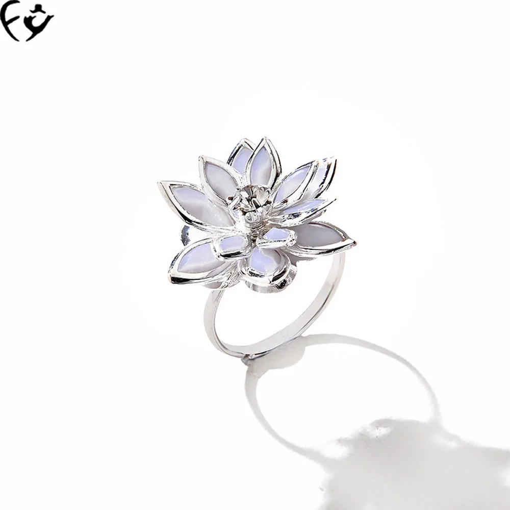 Корейская версия белого кольца с цветами лотоса FY16032210|ring ringtone|flower engagement ringring meter |