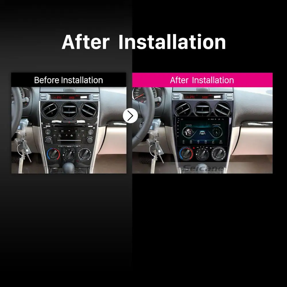 Excellent Seicane Car GPS 9" HD 2Din Android 8.1 Stereo Player for Old Mazda 6 2004-2015 Support OBD2 Carplay DVR Steering Wheel Control 5