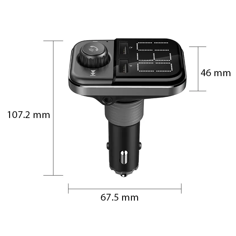 Автомобильный FM трансмиттер VANJEW BT72 с поддержкой Bluetooth и 2 USB