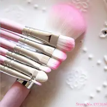 The Latest 7Pcs Pro Pink Makeup Brush Set Eyeshadow Cosmetic Tools Eye Face Beauty Brushes 6WQ7
