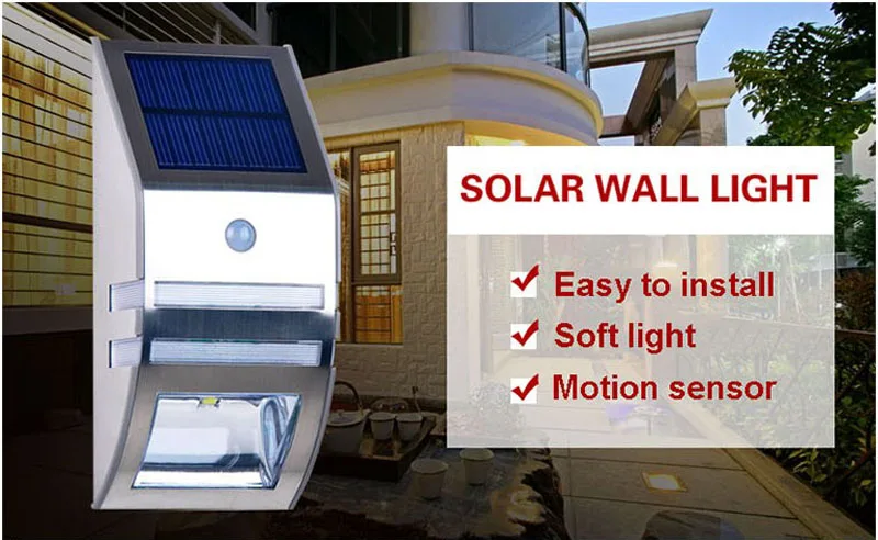 IP44 Waterproof Solar Light 2LED PIR Motion Sensor Lamp Garden Led Solar Lamp Outdoor Yard Wall Balcony Porch Fence Night Lights (3)