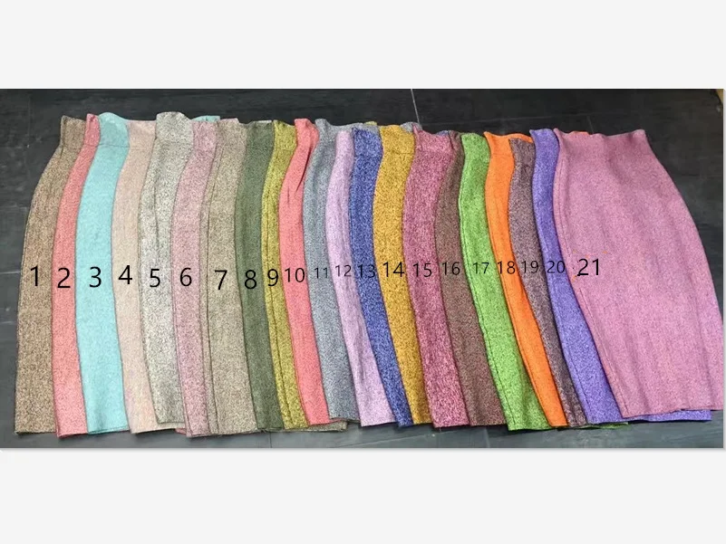

Multiple Colours Celebrity Sexy Knee-Length Bandage Skirt Rayon Knitted Bandage Bodycon High Waist Pencil Women Skirt Wholesale