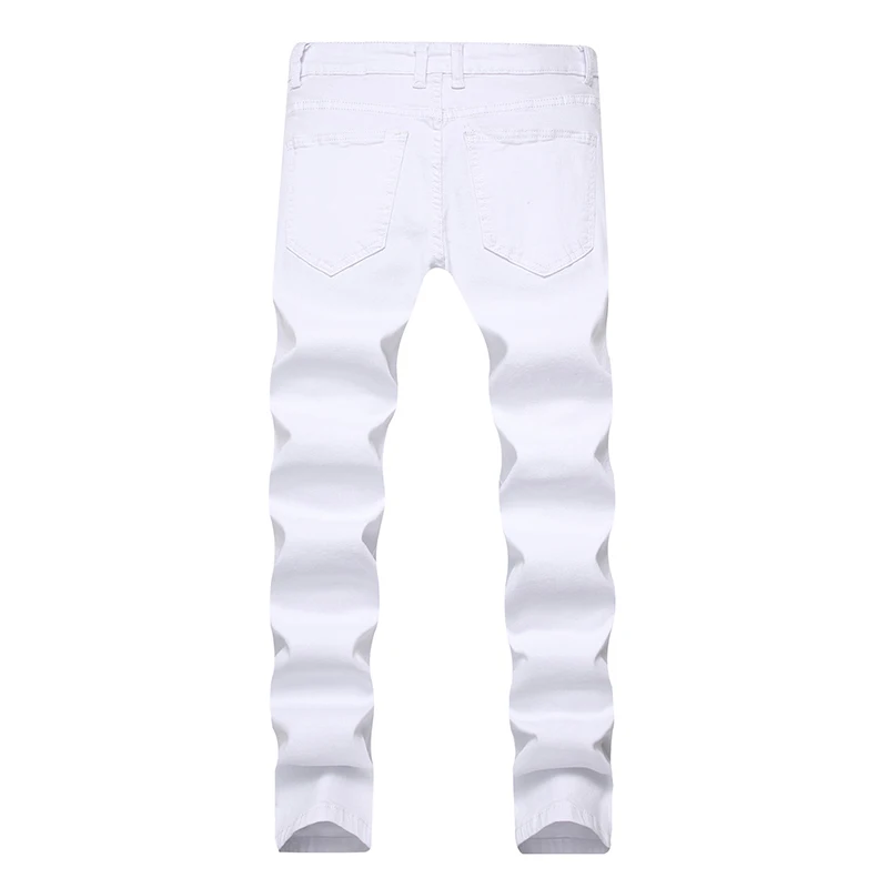 2018 Men Stretch Jeans Fashion White Denim Trousers for Male Spring and Autumn Retro Pants Casual Men's Jeans Size 28-42