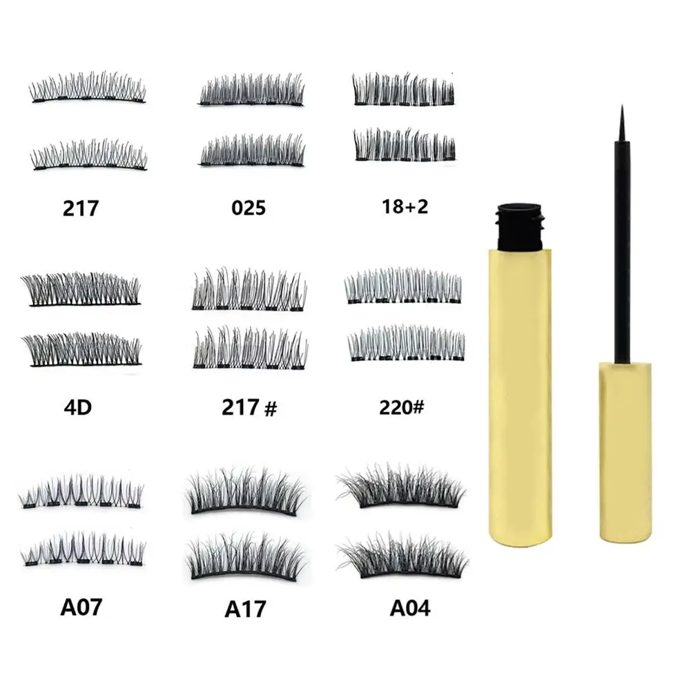 Новая магнитная жидкая подводка для глаз с 1 парой пять Магнитный ненастоящий ресницы водонепроницаемый легко носить магнитное наращивание ресниц