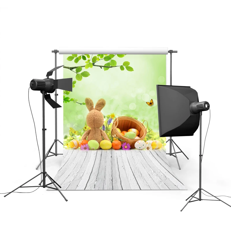 

1.5MX2.2M Easter photography backdrops vinyl cloth background digital printed with muiti-colored eggs and flowers GE-029