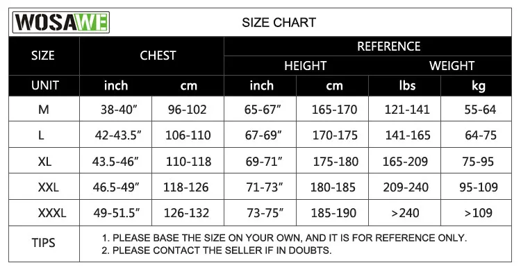 SIZE CHART M-3XL tops