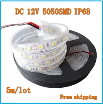 cheap LED strip SMD 5050 DC12V Waterproof IP68 flexible light 60LEDs m,Cold white,Warm White,Red,Green,Bule,RGB 5m lot